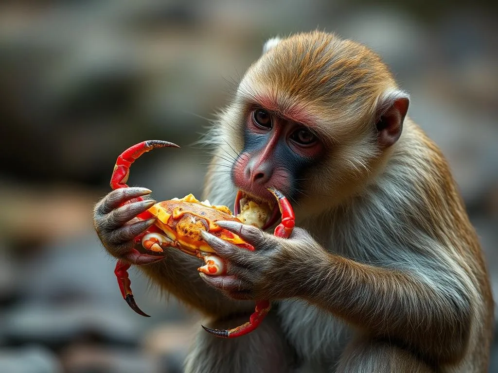 simbolo y significado del macaque que come cangrejos