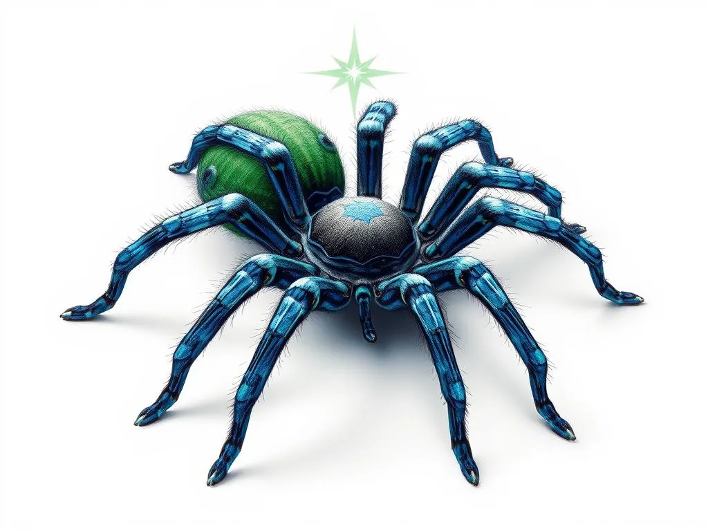 Simbolismo y Animal Espiritual de la Tarantula Azul de Botella Verde